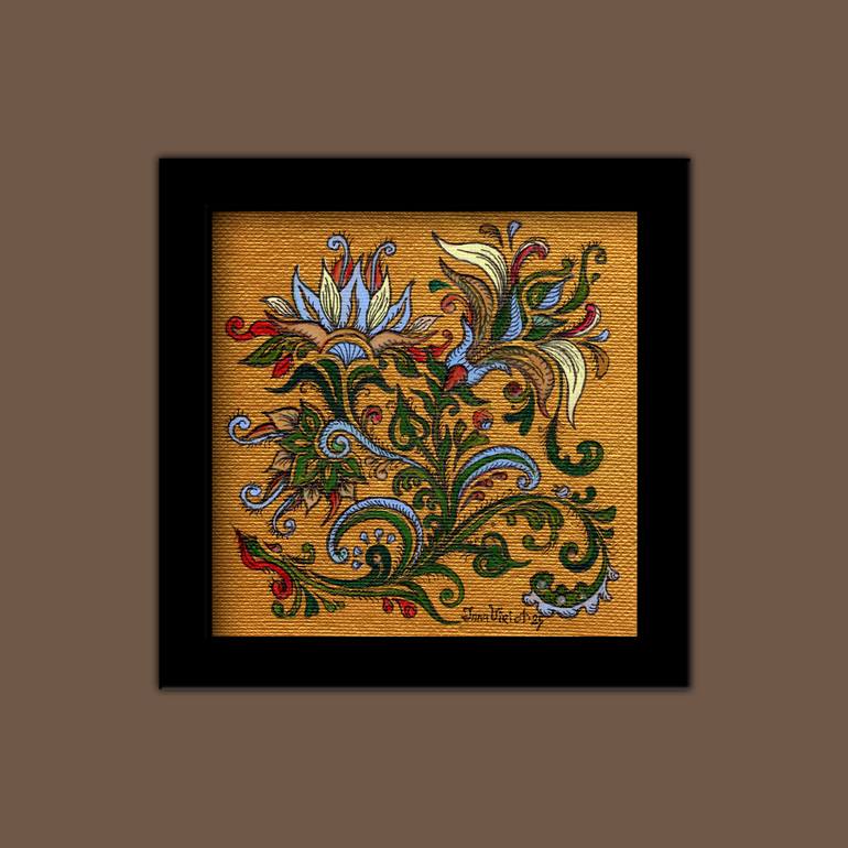 Original Art Deco Floral Painting by Inna Viriot