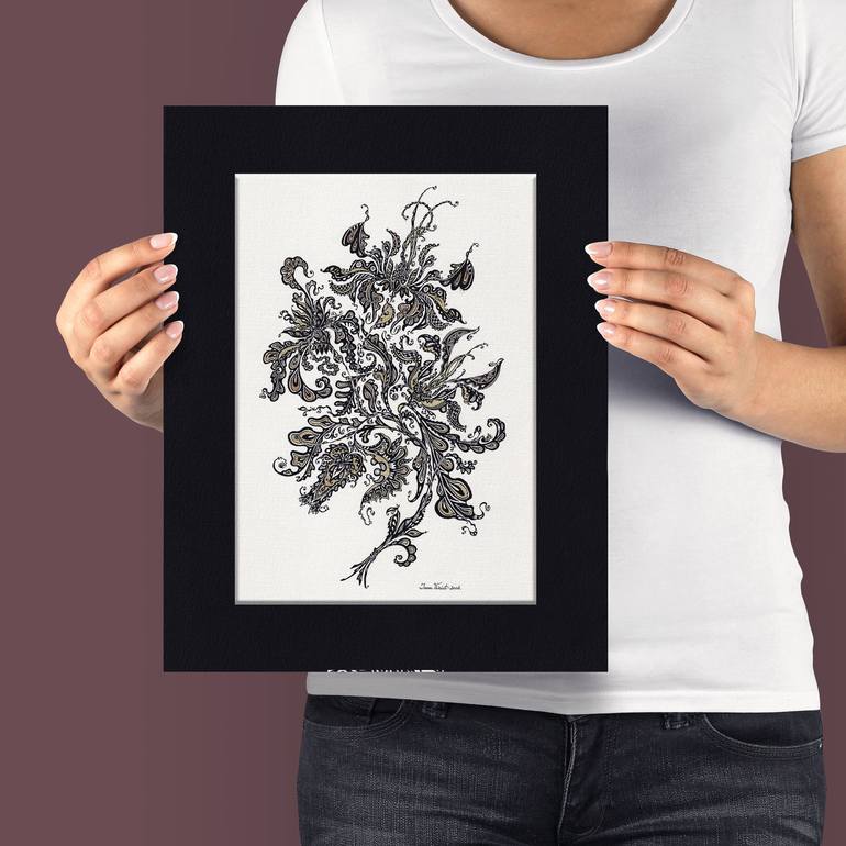 Original Art Deco Botanic Drawing by Inna Viriot