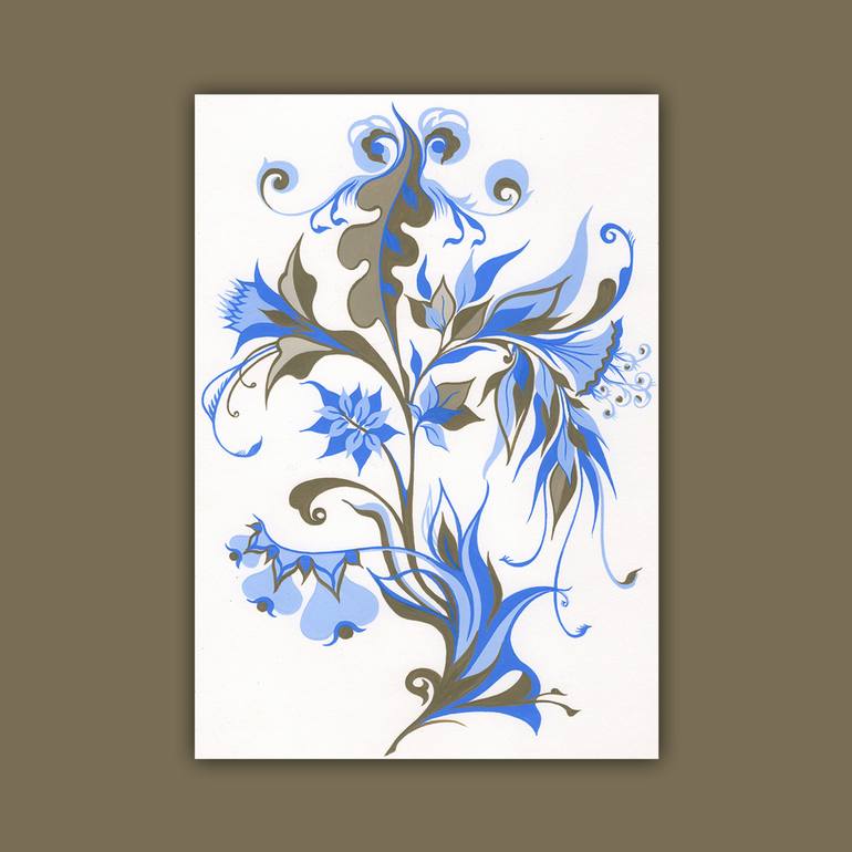 Original Art Deco Botanic Painting by Inna Viriot