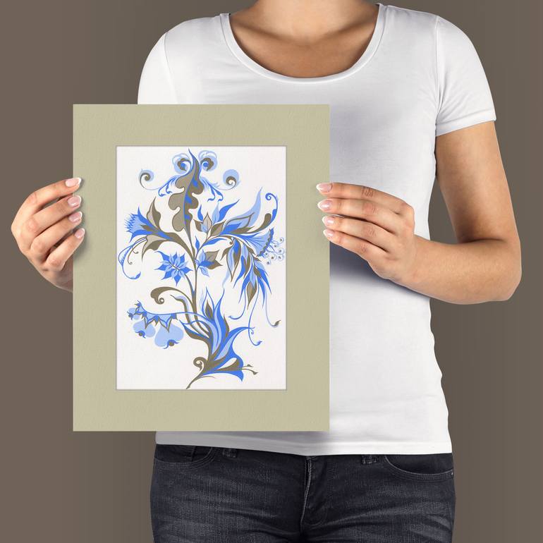 Original Art Deco Botanic Painting by Inna Viriot