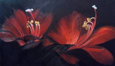 Painting red tulips Red flowers Flower painting oil thumb