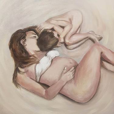 Mother and baby.Erotic nudity painting. thumb