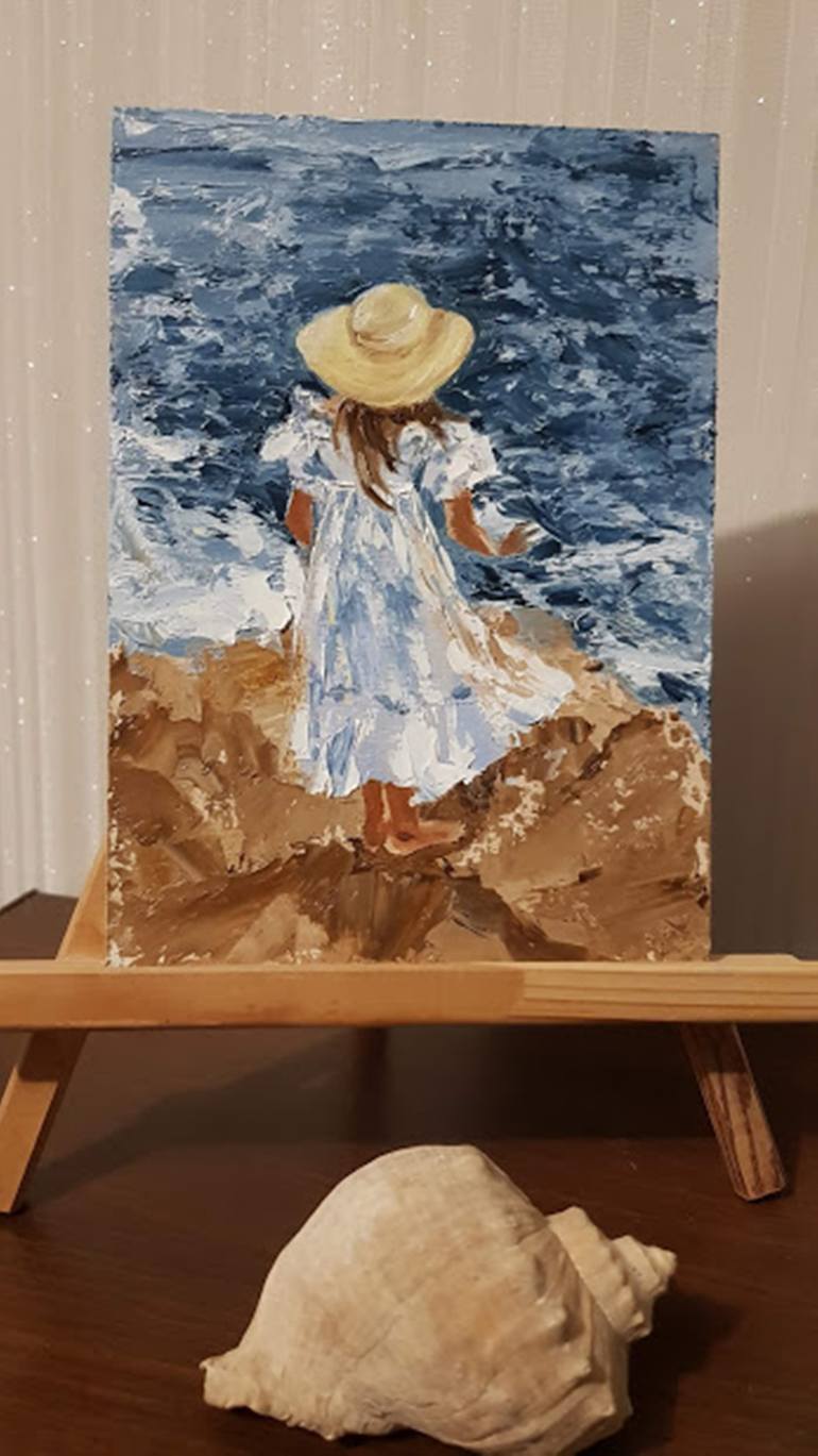 Original Art Deco Seascape Painting by Iryna Oliinyk