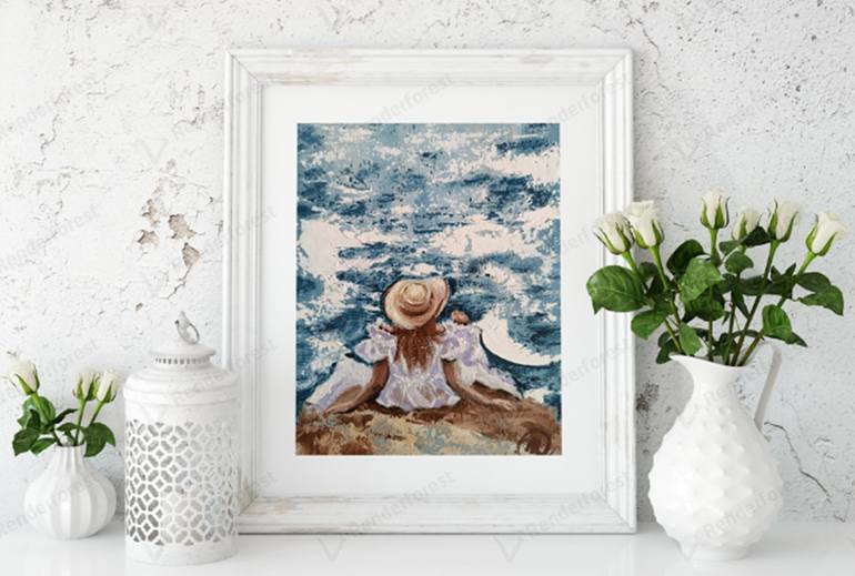 Original Art Deco Beach Painting by Iryna Oliinyk