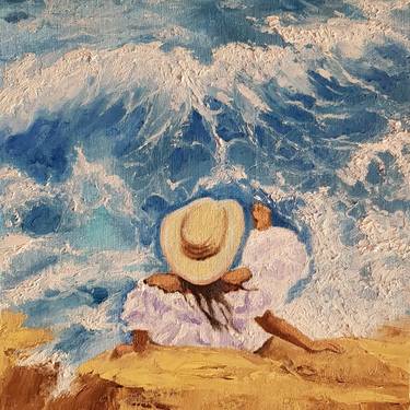 Seascape .Painting little girl and the sea .4. thumb