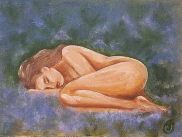 "Silent sleep". Sleeping girl. Oil painting. thumb