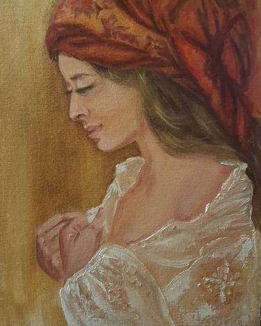 Gentle woman. Oil painting  Woman Portrait Painting female Oil painting. thumb