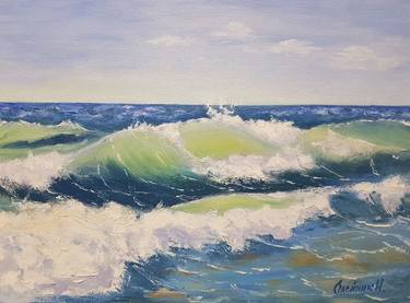 Wave, painting sea. thumb