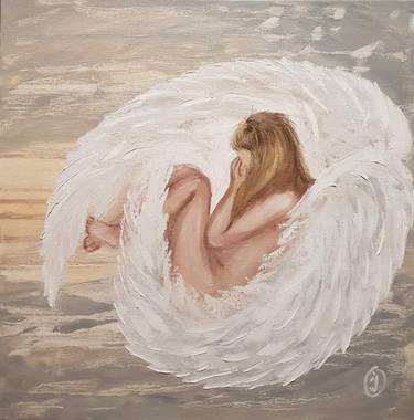 Tortured angel. Original oil painting. thumb