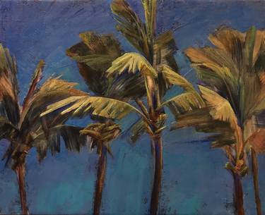 PALM TREES original oil painting gift Island style thumb