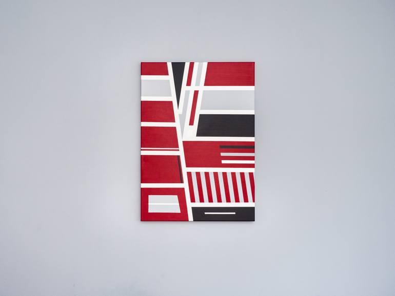 Original Abstract Geometric Painting by László Major