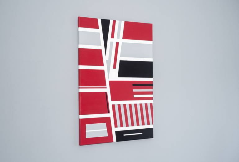 Original Abstract Geometric Painting by László Major
