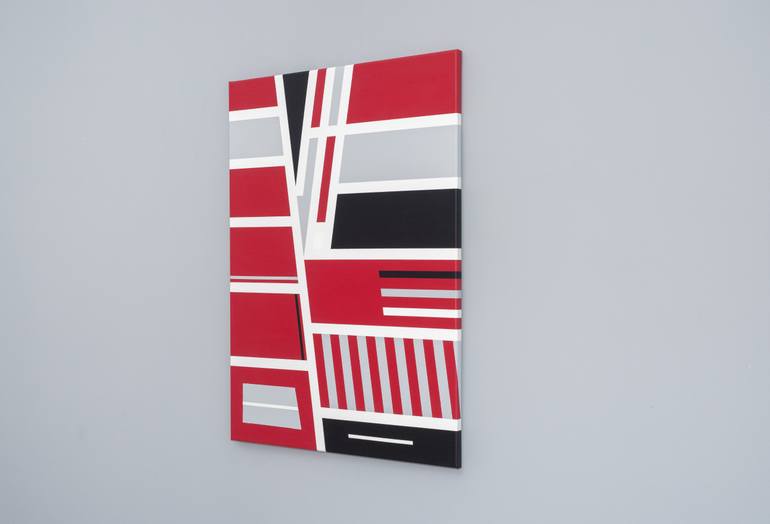 Original Abstract Geometric Painting by László Major