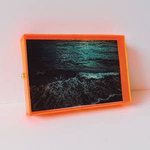 TEAL WAVE IN NEON ORANGE PLEXI FRAME