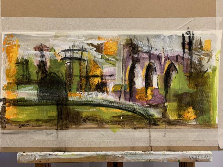 Original Abstract Architecture Painting by Helen Johnson