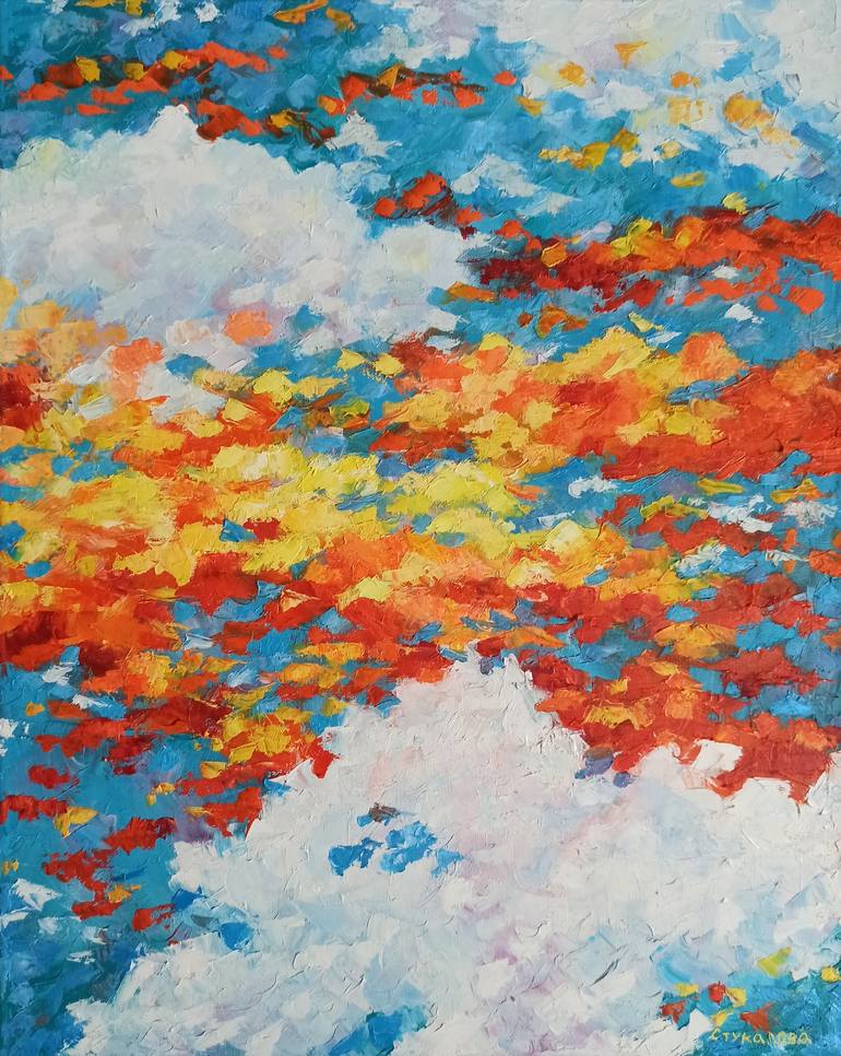 Sunset in the clouds original oil painting office design home