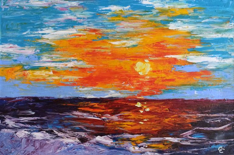 Expressive sunset - abstract expressionism, abstract art, sunset