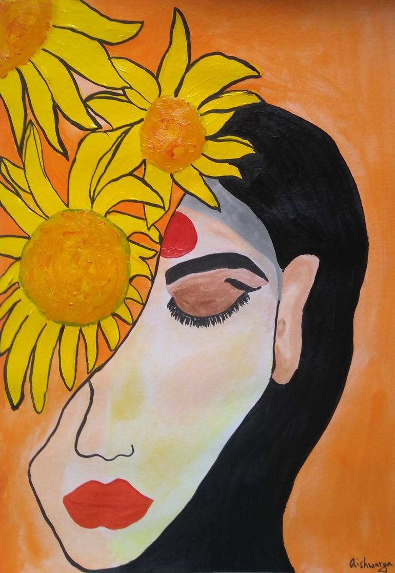 Beautiful Indian women abstract Painting Aishwarya Savley | Saatchi Art