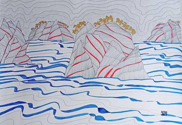 Original Abstract Seascape Drawings by Metka Gelt
