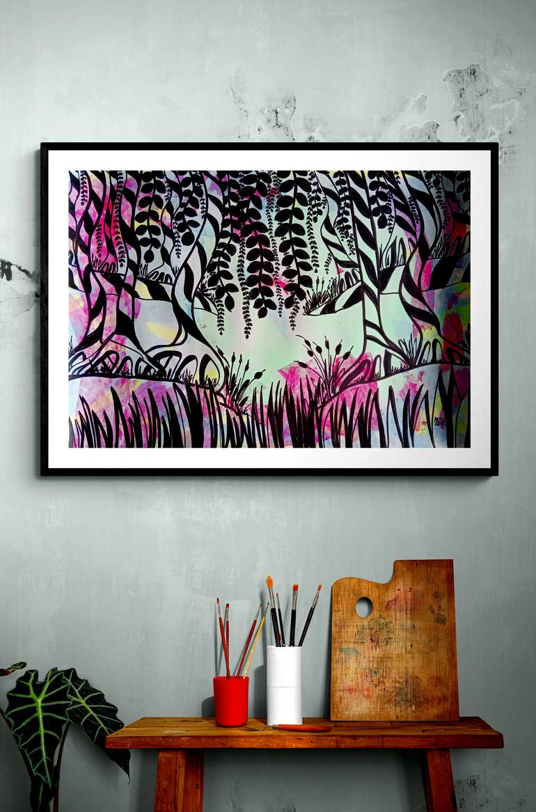 Original Abstract Graffiti Drawing by Metka Gelt