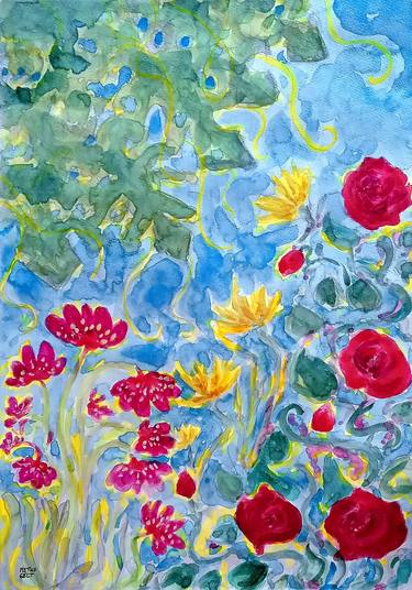 Original Abstract Floral Paintings by Metka Gelt