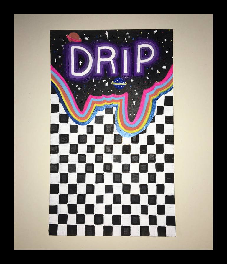 Trippy Aesthetic Drip Drawing Isolated on a white background coffee