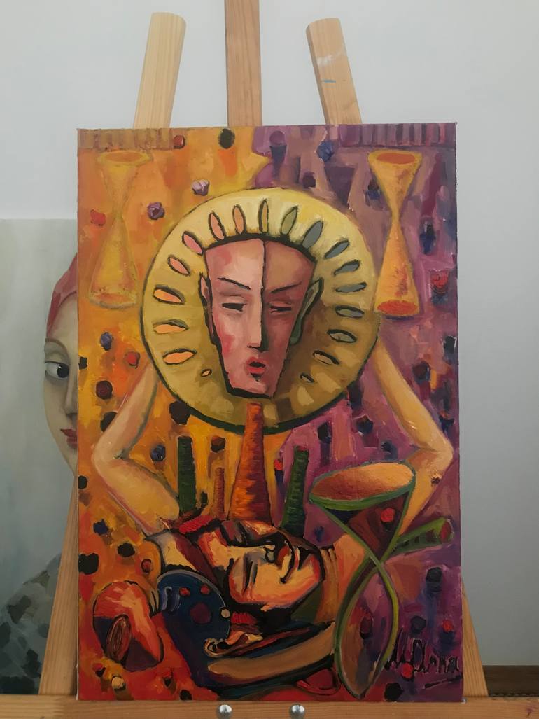 Original Abstract Expressionism People Painting by Hanna Milevska
