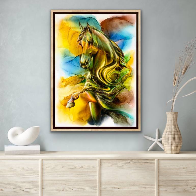 Original Abstract Expressionism Horse Painting by Svetlana Smirnova