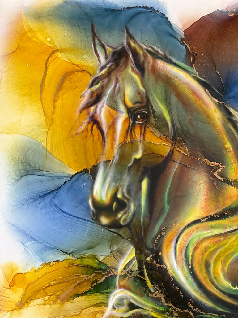 Original Abstract Expressionism Horse Painting by Svetlana Smirnova