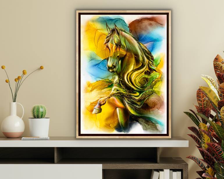 Original Abstract Expressionism Horse Painting by Svetlana Smirnova
