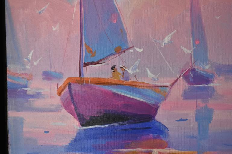 Original Abstract Boat Painting by Kristina Guelazonia