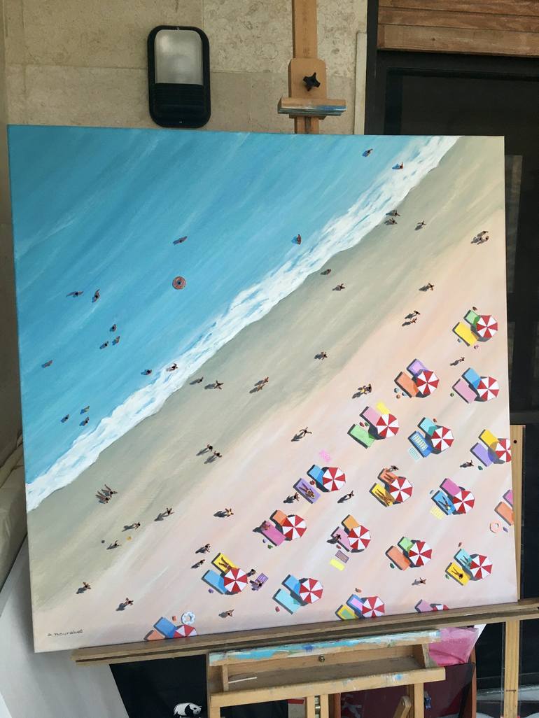 Original Expressionism Beach Painting by Ali Mourabet