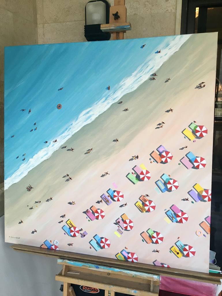 Original Expressionism Beach Painting by Ali Mourabet