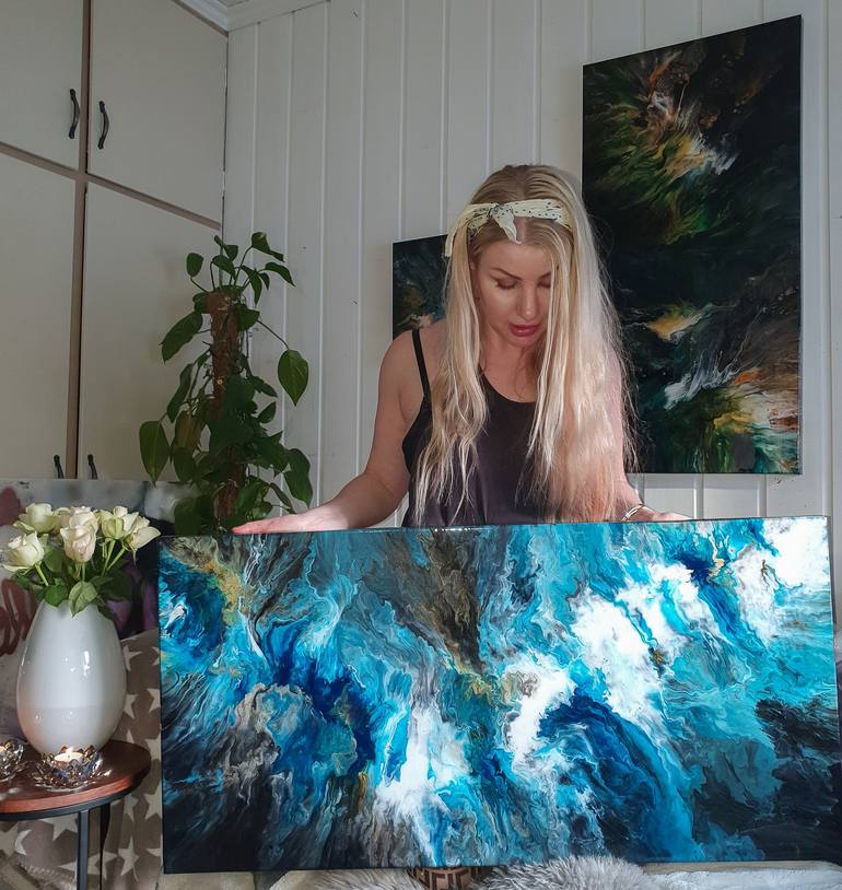 Original Abstract Outer Space Painting by Camilla Debora Hus