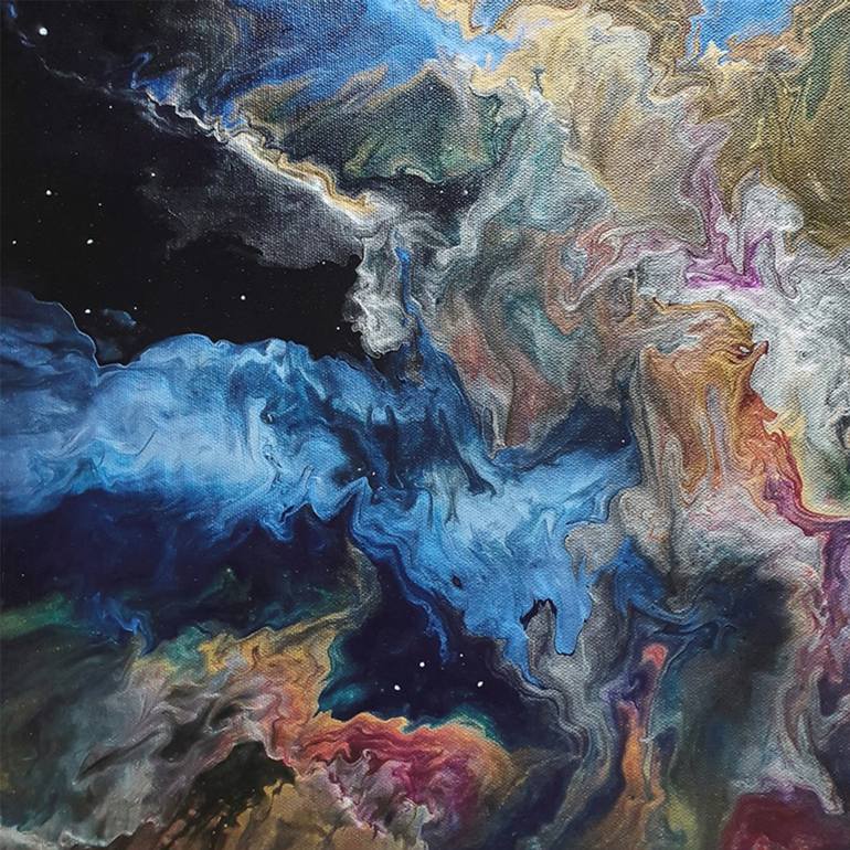Original Abstract Expressionism Outer Space Painting by Camilla Debora Hus