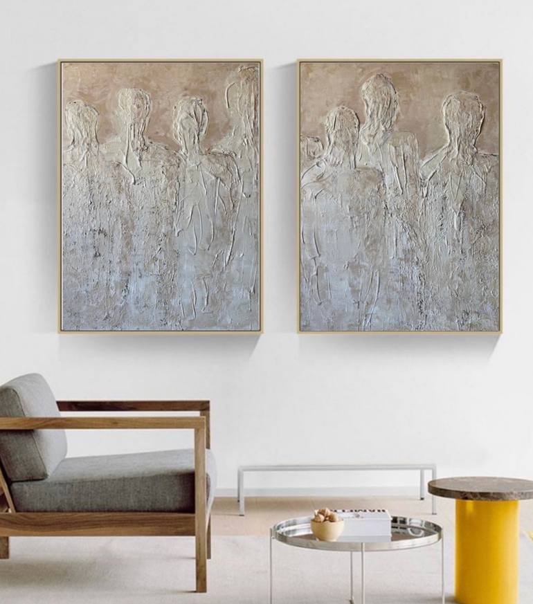 Original Abstract People Painting by Helena Rubí