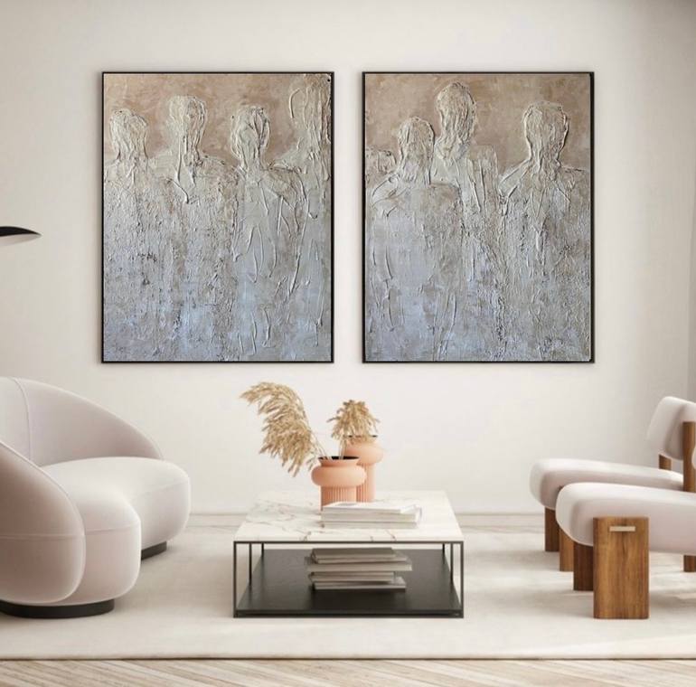 Original Abstract People Painting by Helena Rubí
