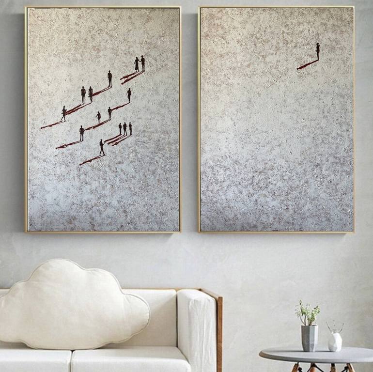 Original Abstract People Painting by Helena Rubí