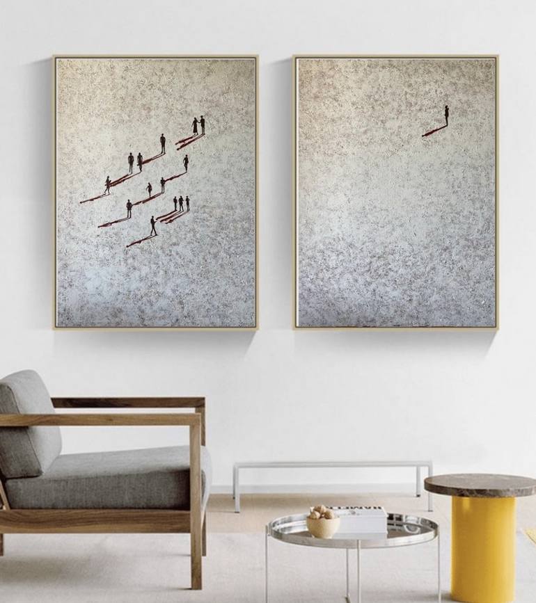 Original Abstract People Painting by Helena Rubí