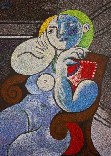 Print of Cubism Nude Paintings by Taner Mert