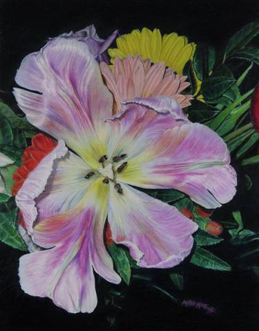 Original Realism Floral Drawing by Mike Mcgoff