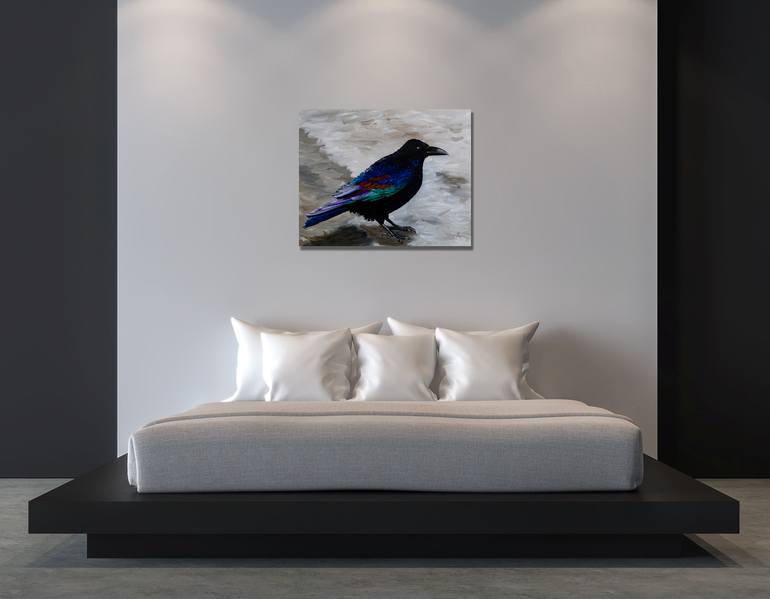 Crow In Banff Painting by Maple Leith Art | Saatchi Art