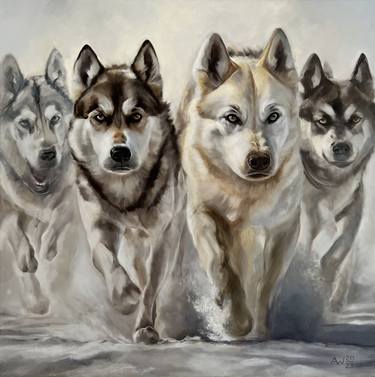 Print of Fine Art Dogs Paintings by Angelika Weinekoetter