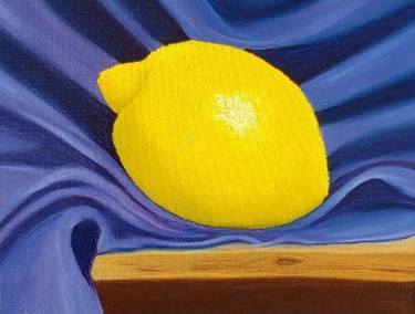 Yellow lemon on purple cloth thumb