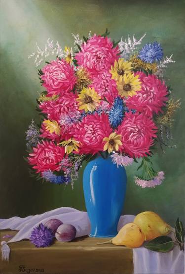 Original Realism Floral Painting by Tali Segev