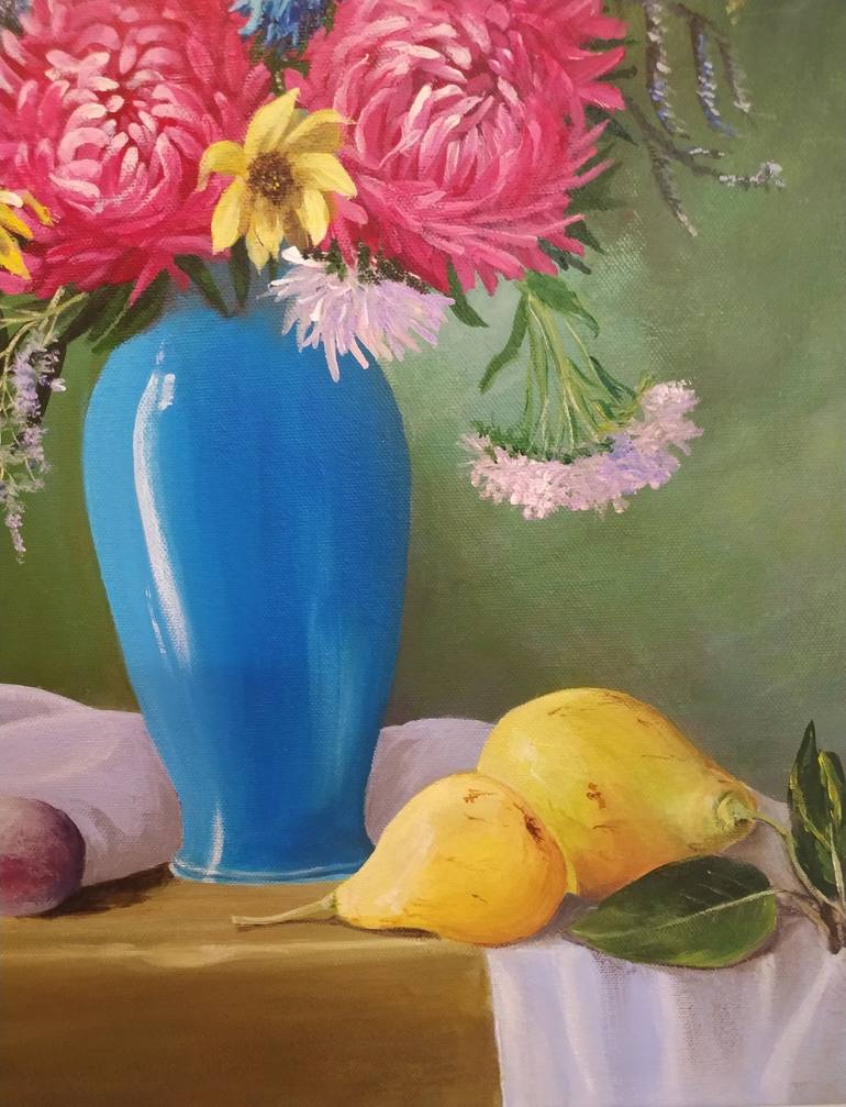 Original Realism Floral Painting by Tali Segev