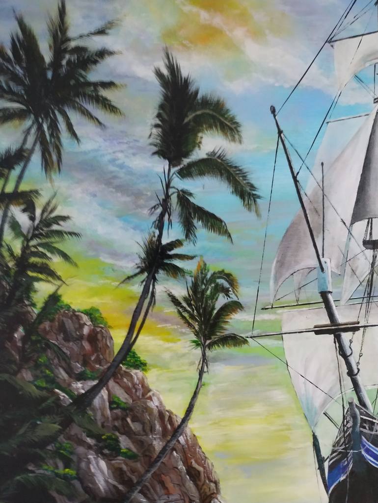 Original Sailboat Painting by Tali Segev