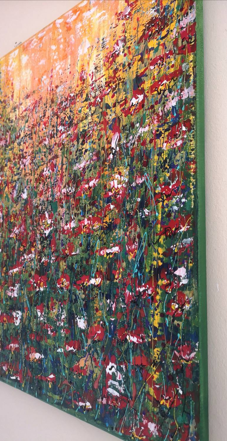 Original Abstract Expressionism Floral Painting by Natalia Ozeriansca