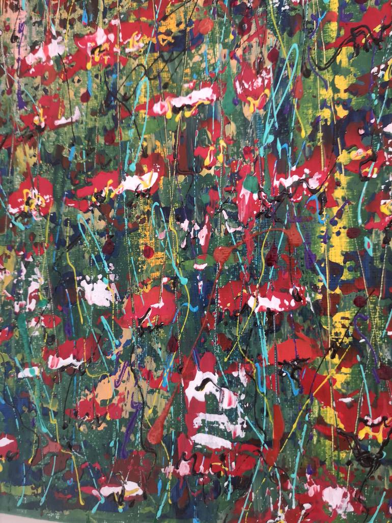 Original Abstract Expressionism Floral Painting by Natalia Ozeriansca