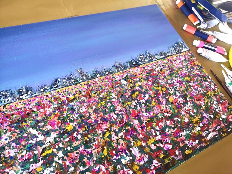 Original Abstract Landscape Painting by Natalia Ozeriansca